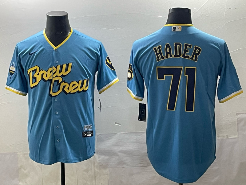 Men 2025 Milwaukee Brewers #71 Hader blue Nike MLB Jersey style 001->chicago bulls->NBA Jersey